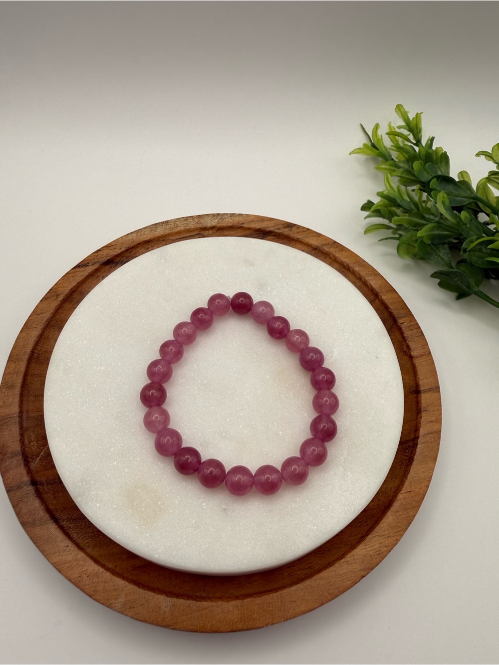 Strawberry Quartz Gemstone Bracelet – 8mm Beads 7"